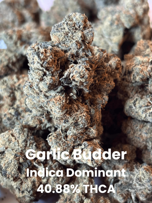 Garlic Budder Indica Dominant 40.88% THCA Garlic Budder THCA Flower