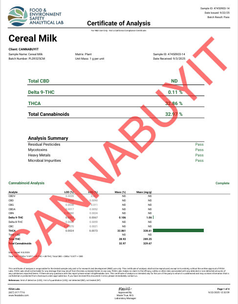 cereal milk coa png Cereal Milk THCA Flower